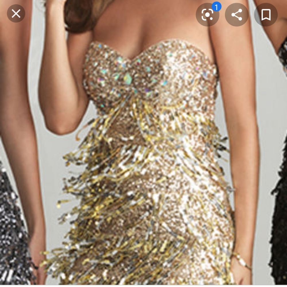 Night Moves by Allure Fringe Dress in Gold (sz. 4)